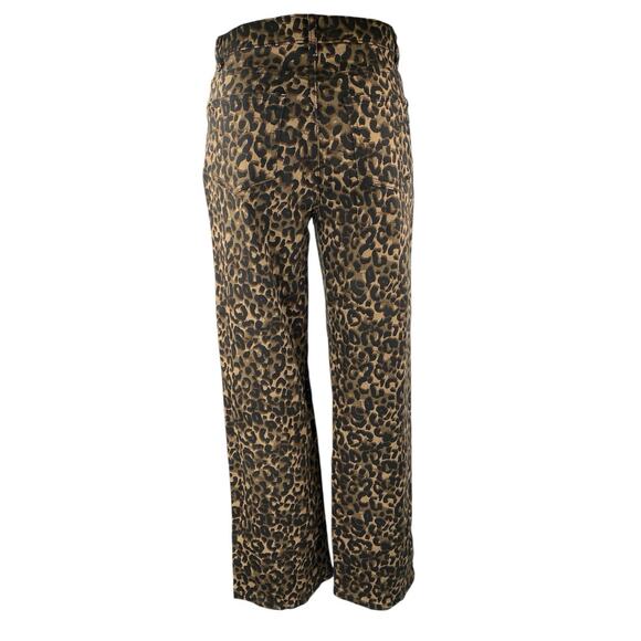 Project Rebel Tan Black Leopard High Waisted Wide Leg Baggy Trousers Pants Sz S - Picture 3 of 4